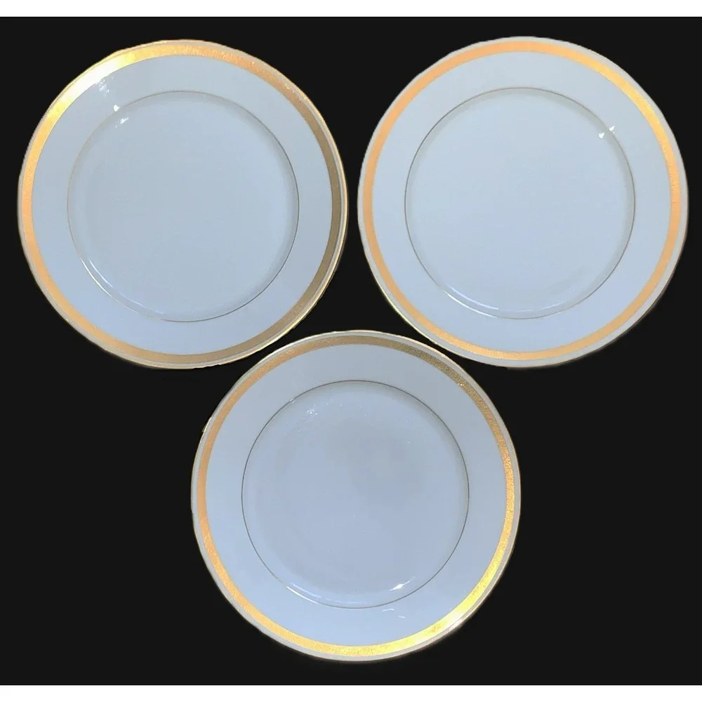 3 Rosenthal Dinner Plates Pickard Gold Embossed Rims Selb Bavaria 10